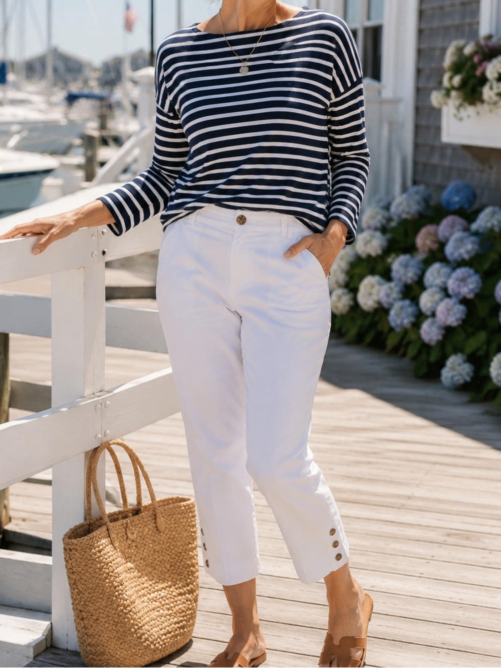 Counterparts White Cropped Pants Size 16 | Coastal Grandmother Resort Wear - Picture 1 of 8